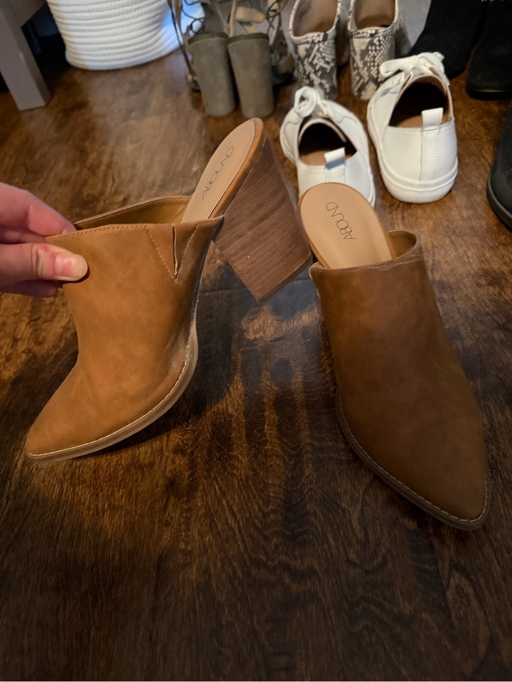Abound Cognac Pointed-Toe Block Heel Mule